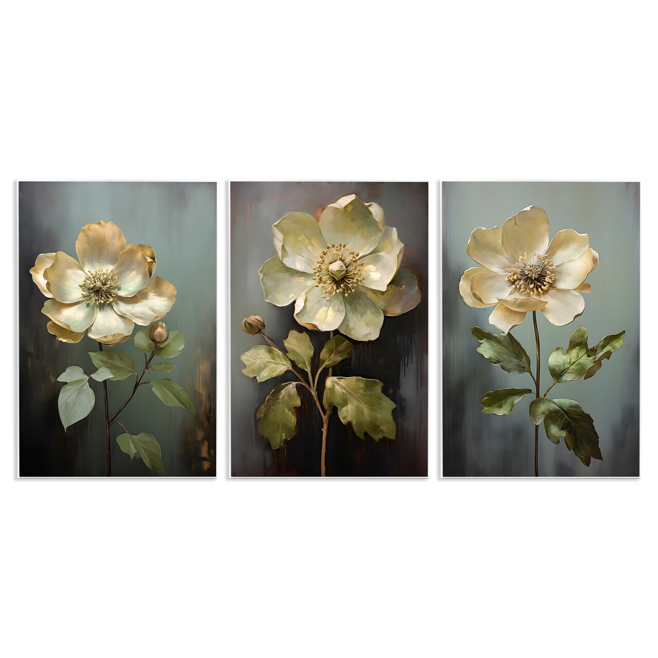 Stupell Industries Detailed Magnolia Flowers 3pc Wall Plaque Art Set Design by Petal Prints Design